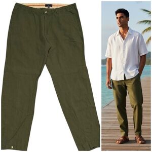 Margaritaville Mens Lorelei Lightweight Linen CottonBlend Flat Front Pants Sz38